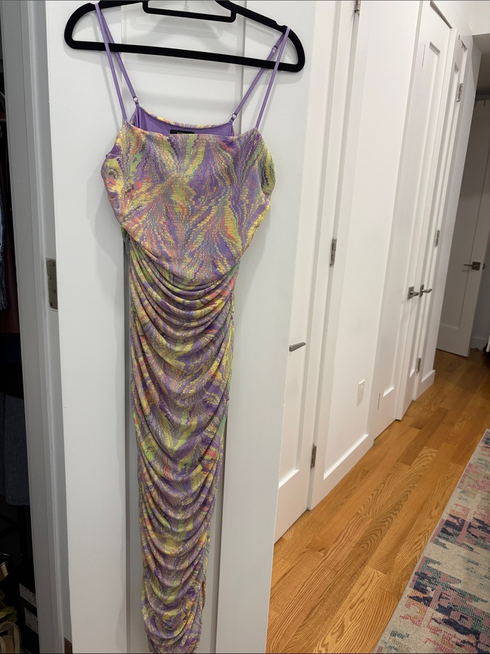 Purple Multi-Color Ruched Dress